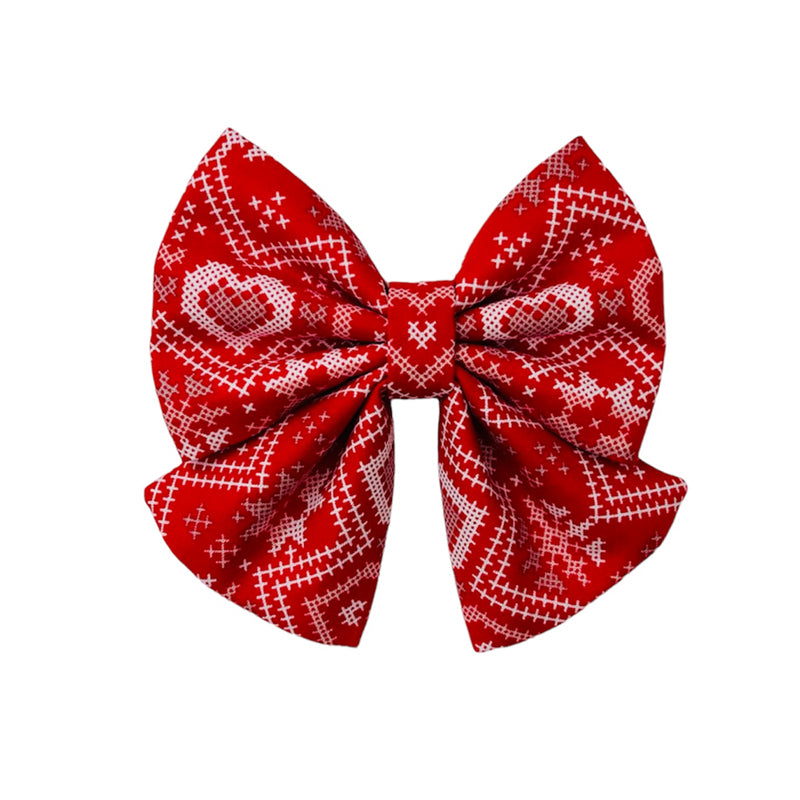 Red Argyle Sailor Bow