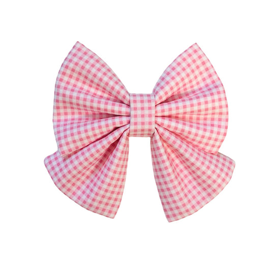 Pink Gingham Sailor Bow