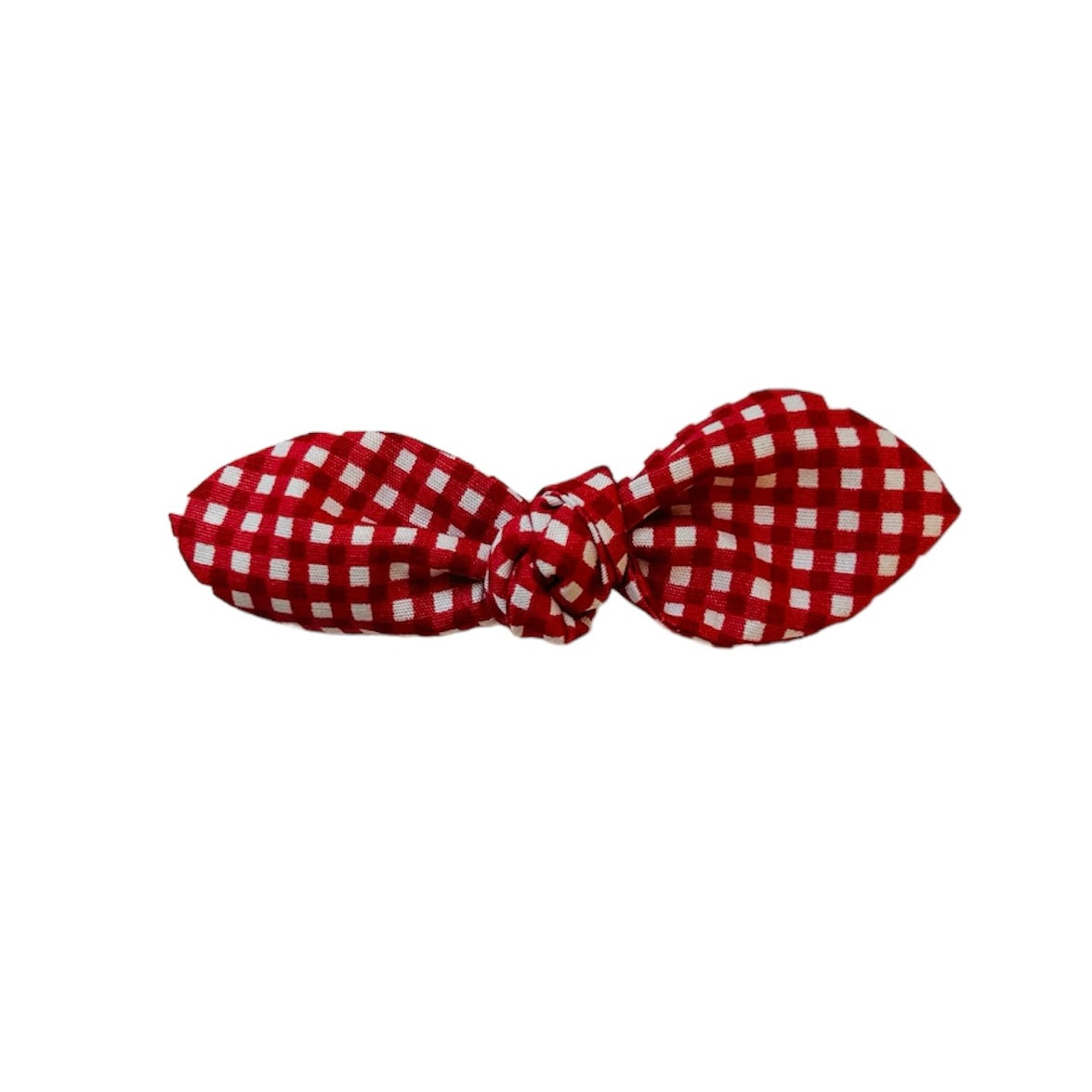 Red Gingham Dinky Bow Fur Clip