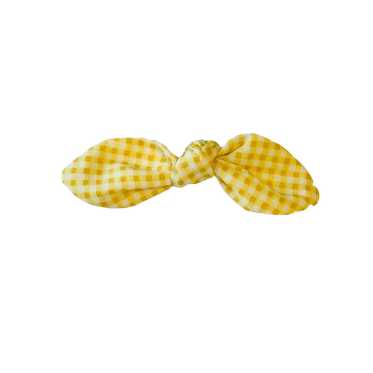 Yellow Gingham Dinky Bow Fur Clip