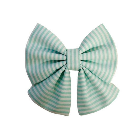 Mint Stripe Sailor Bow