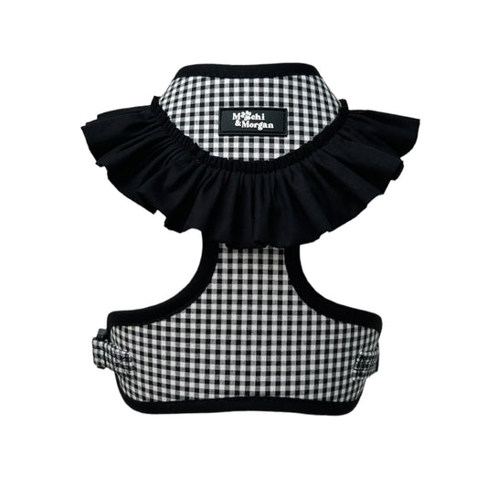 Black Gingham Papillon Dog Harness